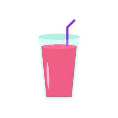 Pink Flower Nectar Refreshing Sweet Drink in a Glass with Straw