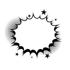 Comic Book Speech Bubble Vector Illustration of a Blank Dialogue Box with Halftone and Star Elements