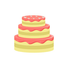 Delicious Three-Tiered Cake with Pink Drizzle and Eye Decorations