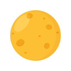 Fototapeta premium A cartoon rendering of a yellow planet with craters, a simple and whimsical depiction of a celestial body