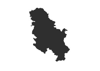 A black silhouette of the map of Serbia. A simple and clean vector shape depicting the city's boundaries.