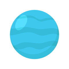 A charming blue cartoon planet with wavy bands, ideal for space themes, educational content, and solar system designs