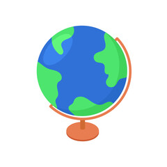 Educational world globe illustration isolated on a white background, symbolizing global learning and the world of geography