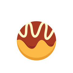 A simple flat illustration of a delicious chocolate drizzled biscuit, a sweet dessert food icon isolated on a white background