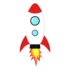 Colorful Cartoon Rocket Ship Launching Perfect for a Birthday Box or Party Theme!