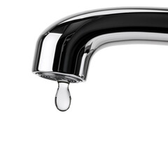 Water Droplet from Chrome Faucet &ndash; Symbol of Purity, Conservation, and Sustainable Living

