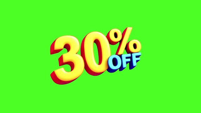 30 Percent Off Animated Sale Sign with Green Screen Offers a Vibrant Way to Grab Attention for Your Products and Promotions Online
