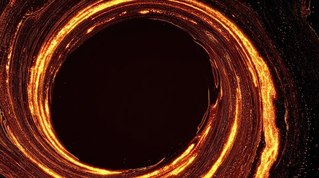 Swirling, fiery, incandescent abstract vortex or galaxy with central darkness