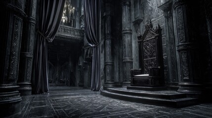 Dark Majestic Palace Hall Interior