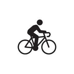 Fototapeta premium Illustration of a cyclist riding a bicycle, depicted as a simple black silhouette against an, ideal for minimalist designs and representing sports or transportation