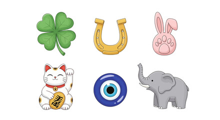 Vector art of collection of lucky charms