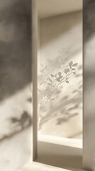 Abstract Floral Shadow Design On Beige Wall