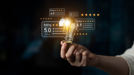 Customer centric review and rating system supports product review, digital rating concept, and customer give good trust by visualizing people choice through stars and feedback content technology Latch