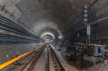 Traffic light in the metro tunnel.