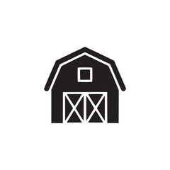 Vector art of simple black silhouette illustration of a barn, representing rural architecture and agricultural themes, ideal for use in farmrelated designs and rusticthemed projects