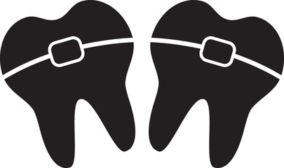 Orthodontic Treatment Icon with Two Molars in Braces