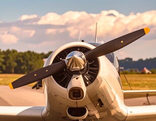 Close-up of a small airplane's nose