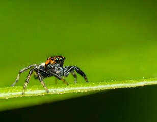 Fototapeta premium Close-up of a small spider on a leaf