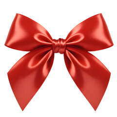 Shiny Red Ribbon Bow With Elegant Loops And Tails For Gift Wrap Decoration And Holiday