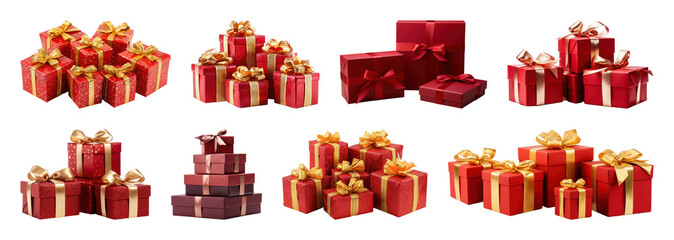 PNG Vibrant festive gift boxes, element set on transparent background