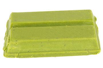 Green Tea Matcha Chocolate Bars on White Background Minimalist Food Photostock