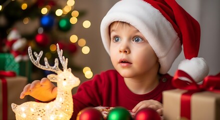 Curious Child in Santa Hat