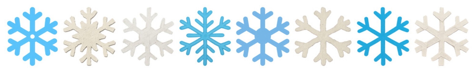 Obraz premium PNG Decorative snowflake border design, element set on transparent background