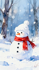 Fototapeta premium snowman on a snow