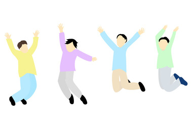 元気よくジャンプする男性たちのイラスト