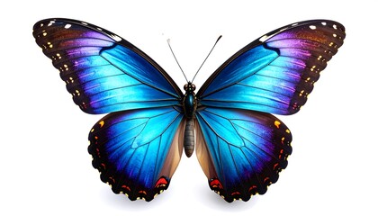 Fototapeta premium Vibrant blue butterfly, wings spread