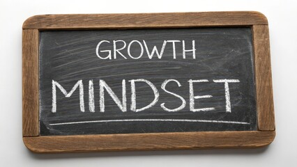 Black chalkboard displaying the words Growth and Mindset