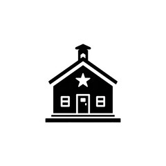 Charming minimal schoolhouse icon representing essential education, community learning, and childhood memories, ideal for modern digital projects.