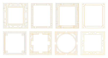 PNG Elegant geometric decorative frame designs, element set on transparent background