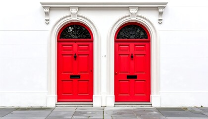 Two red doors on a white building (1)
