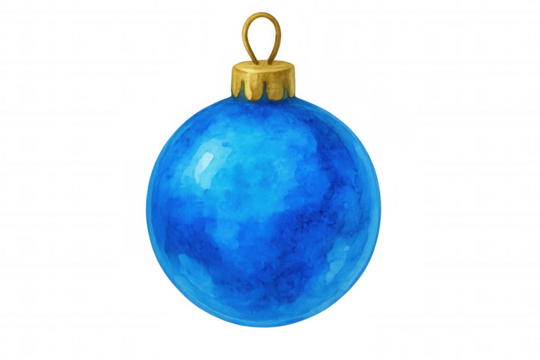 Blue watercolor christmas ornament, holiday bauble decoration element, celebrating winter festivities with artistic touch