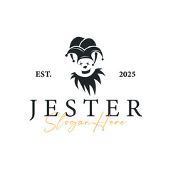 Simple illustration template jester hat logo minimalist joker clown design