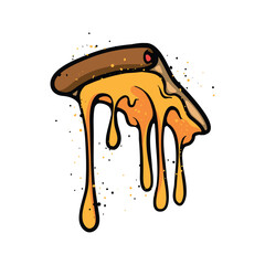 Melting Pizza Cartoon Vector Illustration