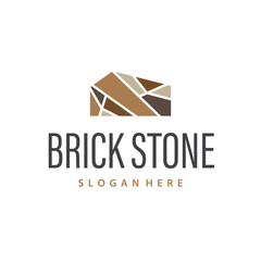 stone logo with simple stone house structure design, symbol concept, illustration, brand and poster design template