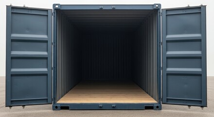 Empty Shipping Container with Doors Open Facing the Camera