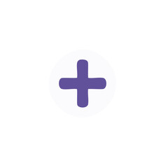 Obraz premium Simple hand-drawn purple plus sign icon within a white circle for design elements