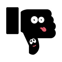 Vector illustration design of cute emoticon cartoon character with thumbs down symbol, black color