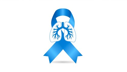 Blue awareness ribbon with white lungs symbol, representing lung health and respiratory disease awareness.