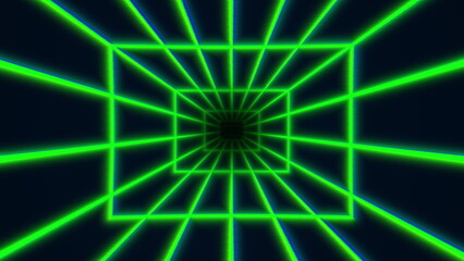 A vibrant green geometric pattern with depth.