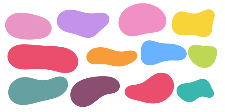 Hand drawn organic rectangle frames. Abstract doodle liquid shapes. Organic free flat blobs. Irregular fluid bubbles. Empty text box. doodle with geometric shapes.