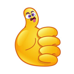 Vector illustration of cute thumbs up emoticon, yes symbol