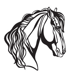 Horse portrait isolated illustration stencil template vector
