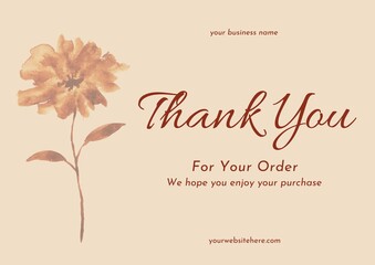 Greeting card template design, thank you card with floral background, thank you card. day 146