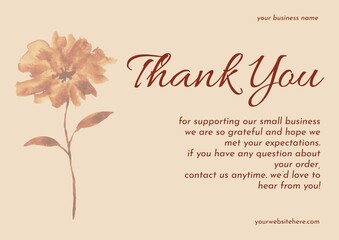 Greeting card template design, thank you card with floral background, thank you card. day 147