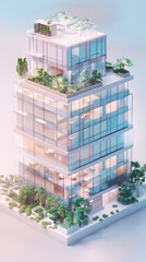 3d Low Poly clay style medium office building