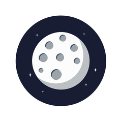 Obraz premium Stylized Moon with Craters and Stars Illustration Icon